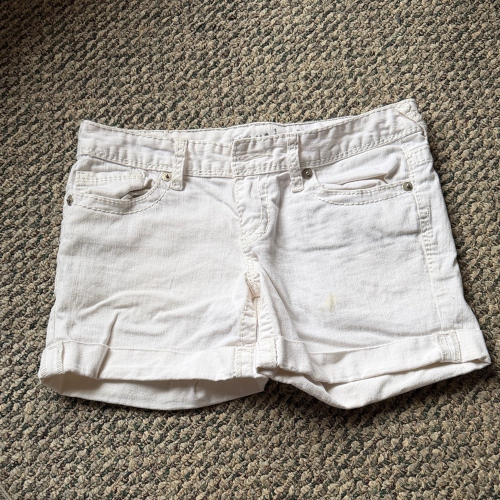 Maurices White Rolled-Hem Denim Shorts